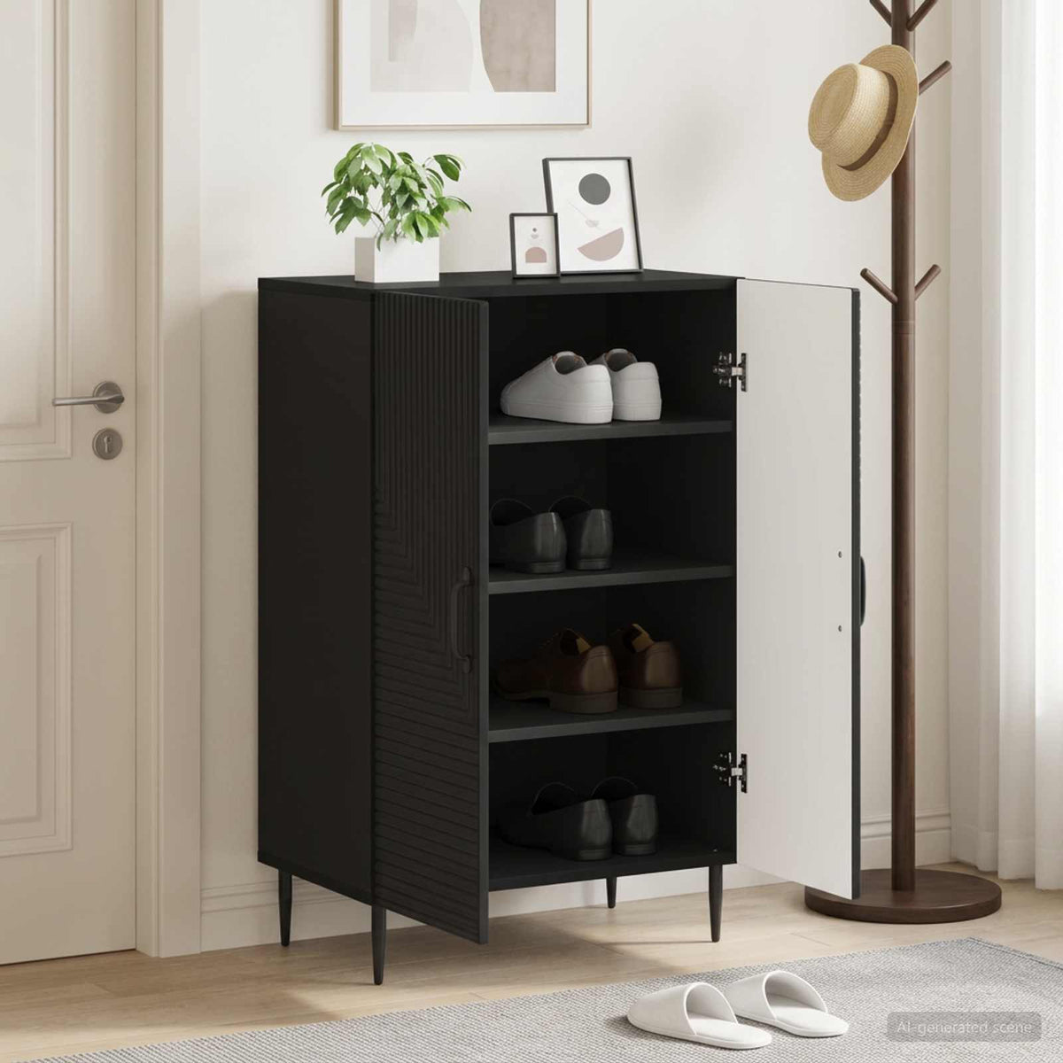 Skříň Na Obuv Haarlem 59,5 X 39,5 X 89,5 Cm Kompozitní Dřevo