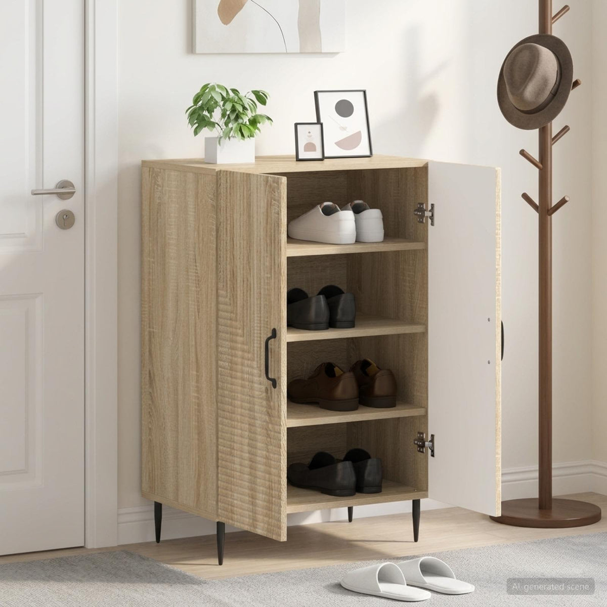 Skříň Na Obuv Haarlem 59,5 X 39,5 X 89,5 Cm Kompozitní Dřevo