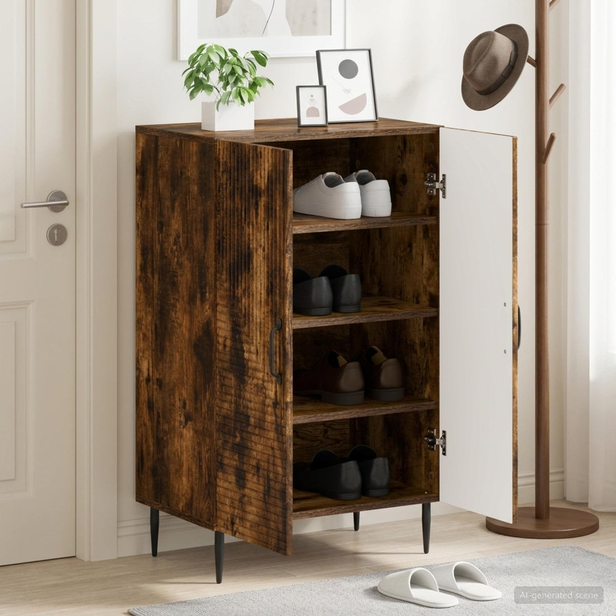 Skříň Na Obuv Haarlem 59,5 X 39,5 X 89,5 Cm Kompozitní Dřevo