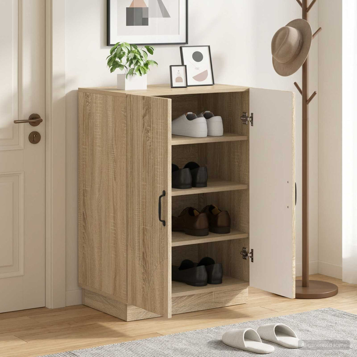 Skříň Na Obuv Hoorn 59,5 X 39,5 X 87 Cm Kompozitní Dřevo