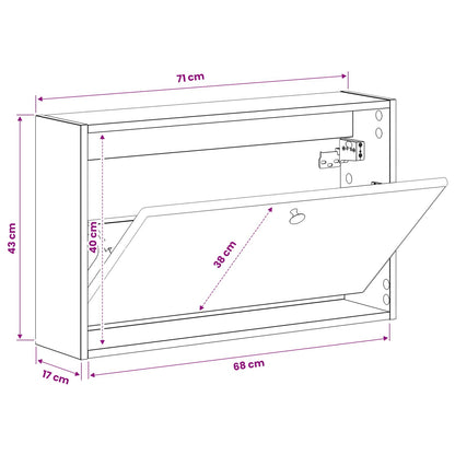 Nástěnná Skříň Na Boty Breda 71 X 17 X 43 Cm Kompozitní Dřevo