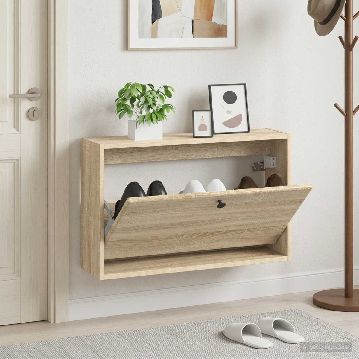 Nástěnná Skříň Na Boty Breda 71 X 17 X 43 Cm Kompozitní Dřevo