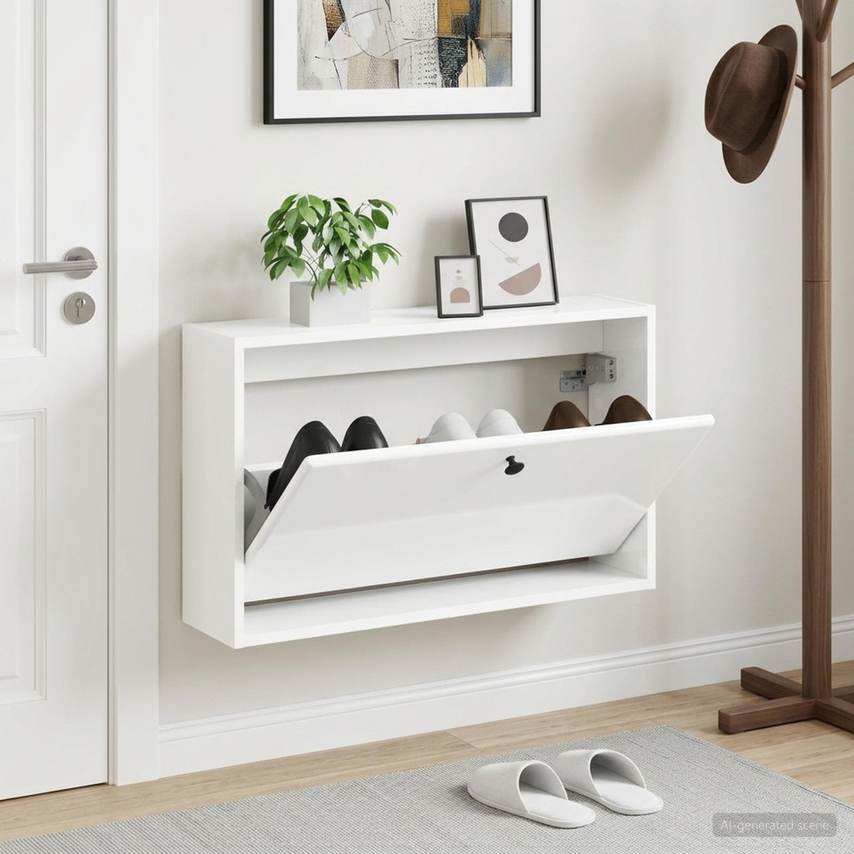 Nástěnná Skříň Na Boty Breda 71 X 17 X 43 Cm Kompozitní Dřevo