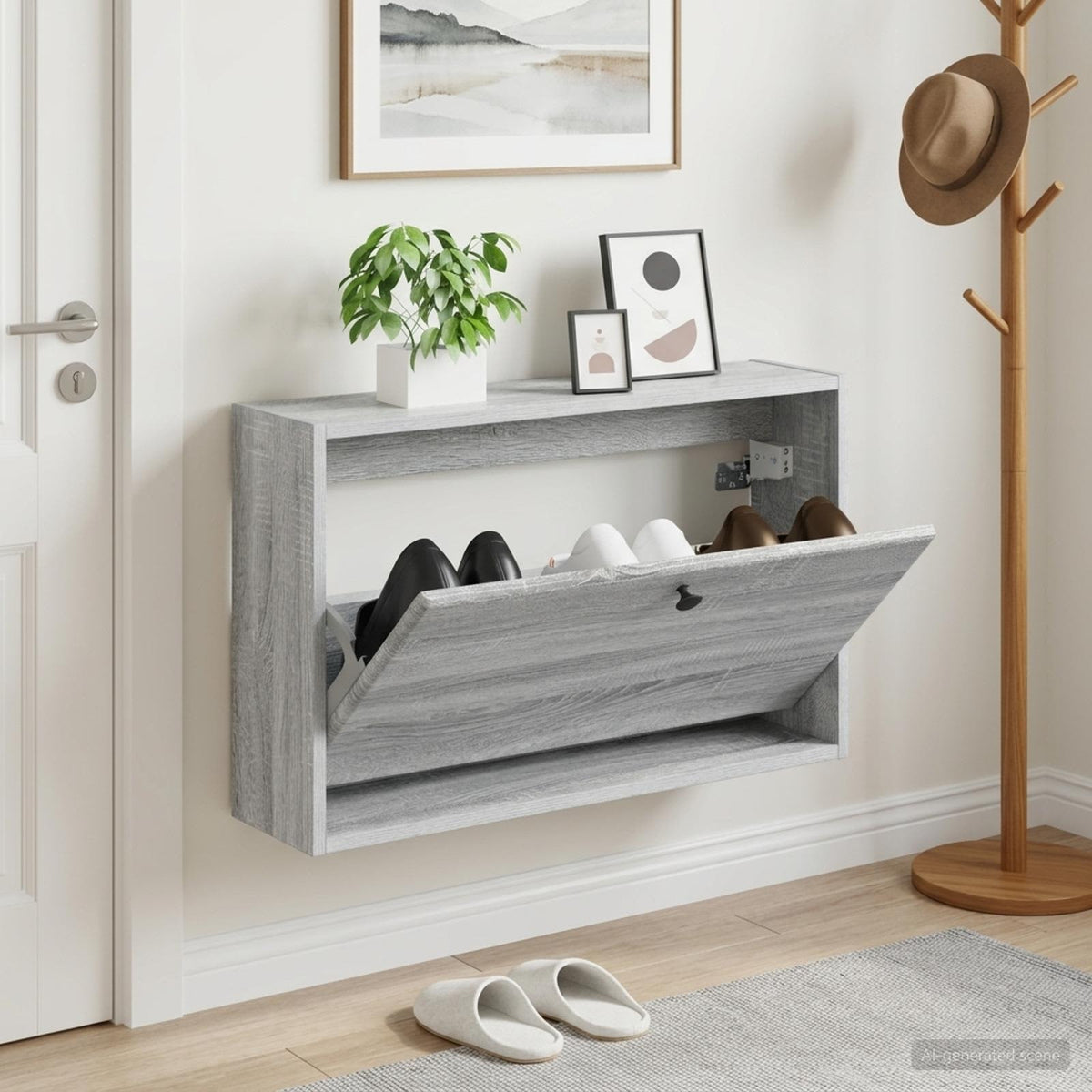 Nástěnná Skříň Na Boty Breda 71 X 17 X 43 Cm Kompozitní Dřevo