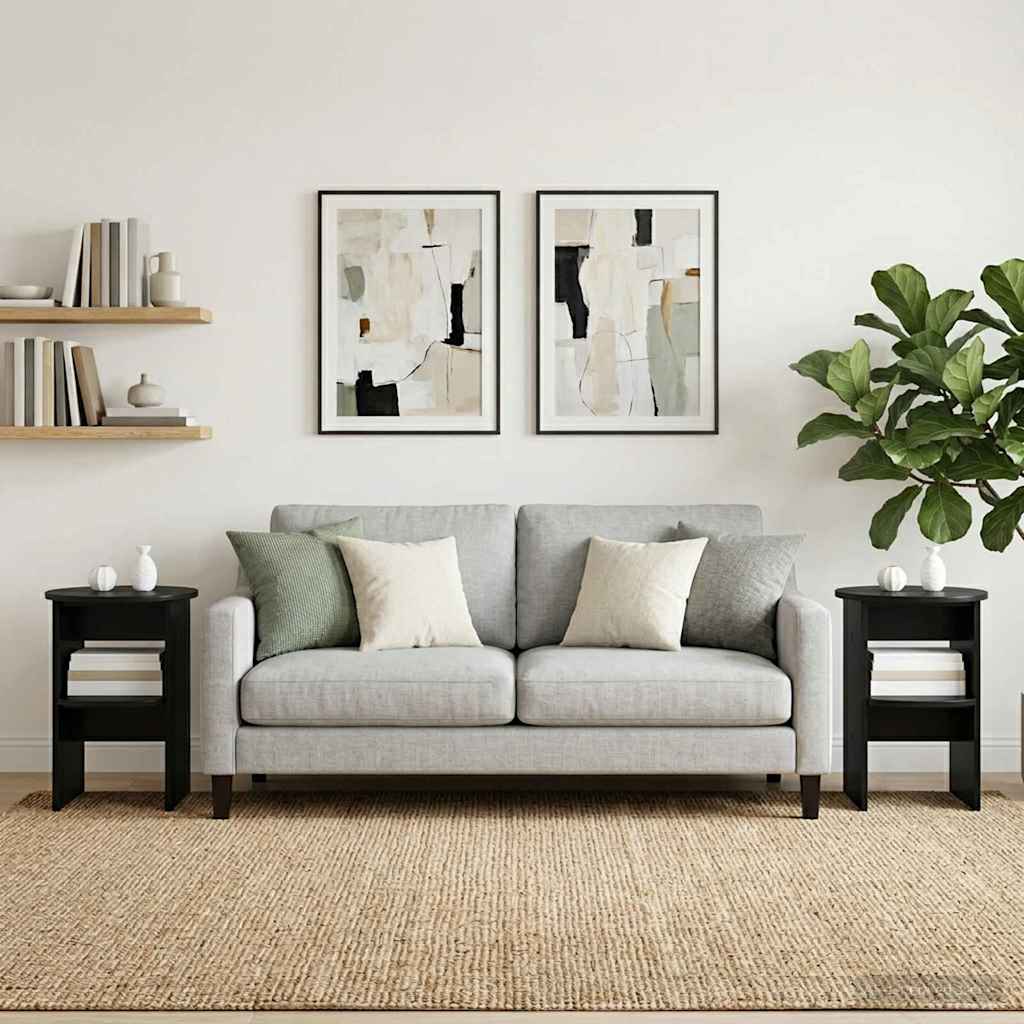Boční Skříňka 2 Pcs Černý Ø40 X 50 Cm Dřevěný Materiál