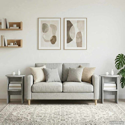 Boční Skříňka 2 Pcs Betonově Šedá Ø40 X 50 Cm Dřevěný Materiál