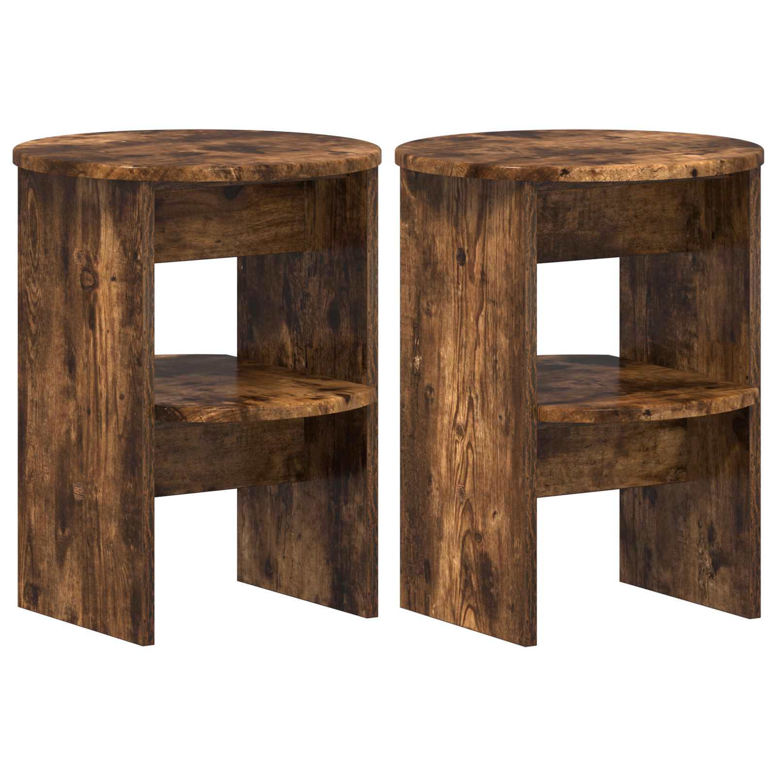 Boční Skříňka 2 Pcs Uzený Dub Ø40 X 50 Cm Dřevěný Materiál