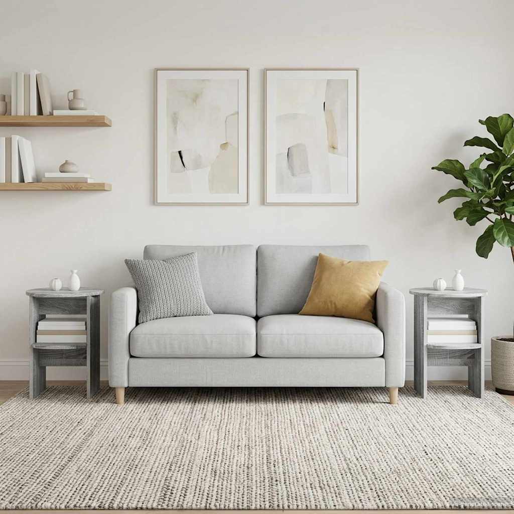 Boční Skříňka 2 Pcs Šedá Sonoma Ø40 X 50 Cm Dřevěný Materiál