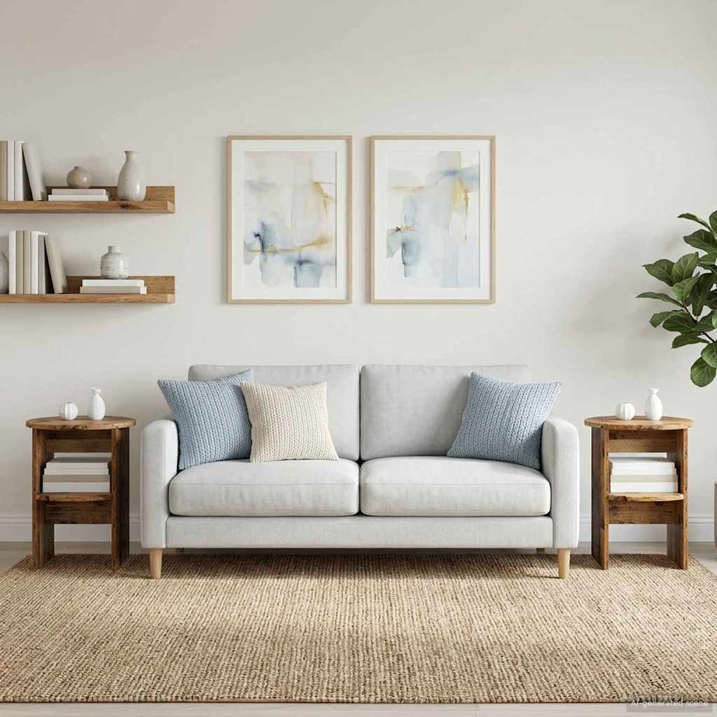 Boční Skříňka 2 Pcs Staré Dřevo Ø40 X 50 Cm Dřevěný Materiál