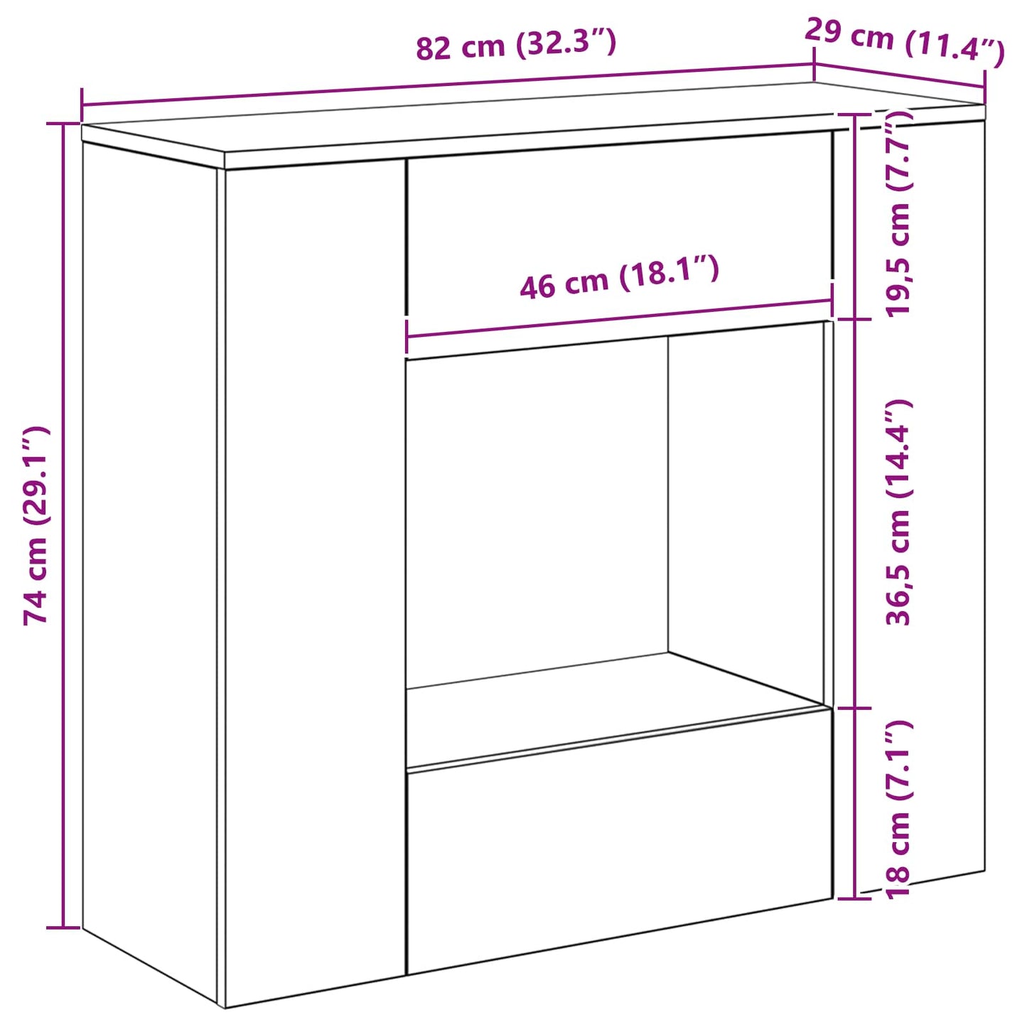 Řemeslný Dub 82 X 29 X 74 Cm