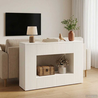 Konzolový Stolek Bílý 101 X 29 X 74 Cm Dřevěný Materiál