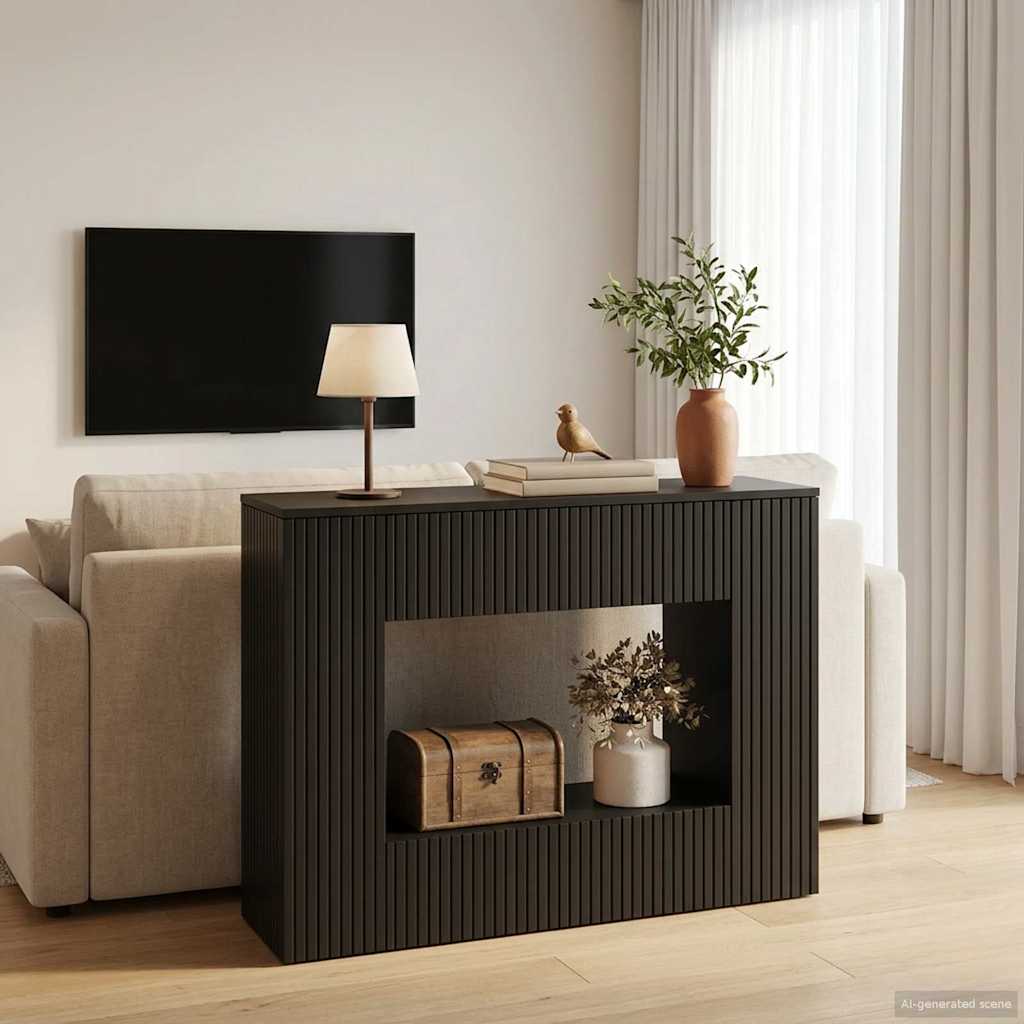 Konzolový Stolek Černý 101 X 29 X 74 Cm Dřevěný Materiál