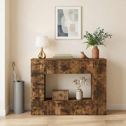Konzolový Stolek Uzený Dub 101 X 29 X 74 Cm Dřevěný Materiál