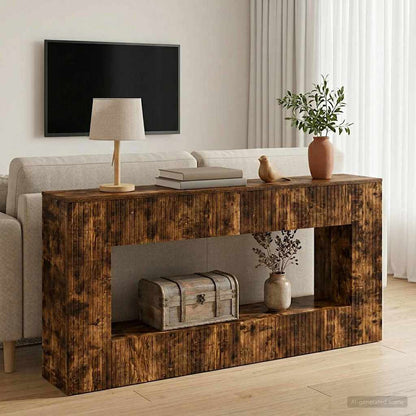 Konzolový Stolek Uzený Dub 155 X 29 X 74 Cm Dřevěný Materiál
