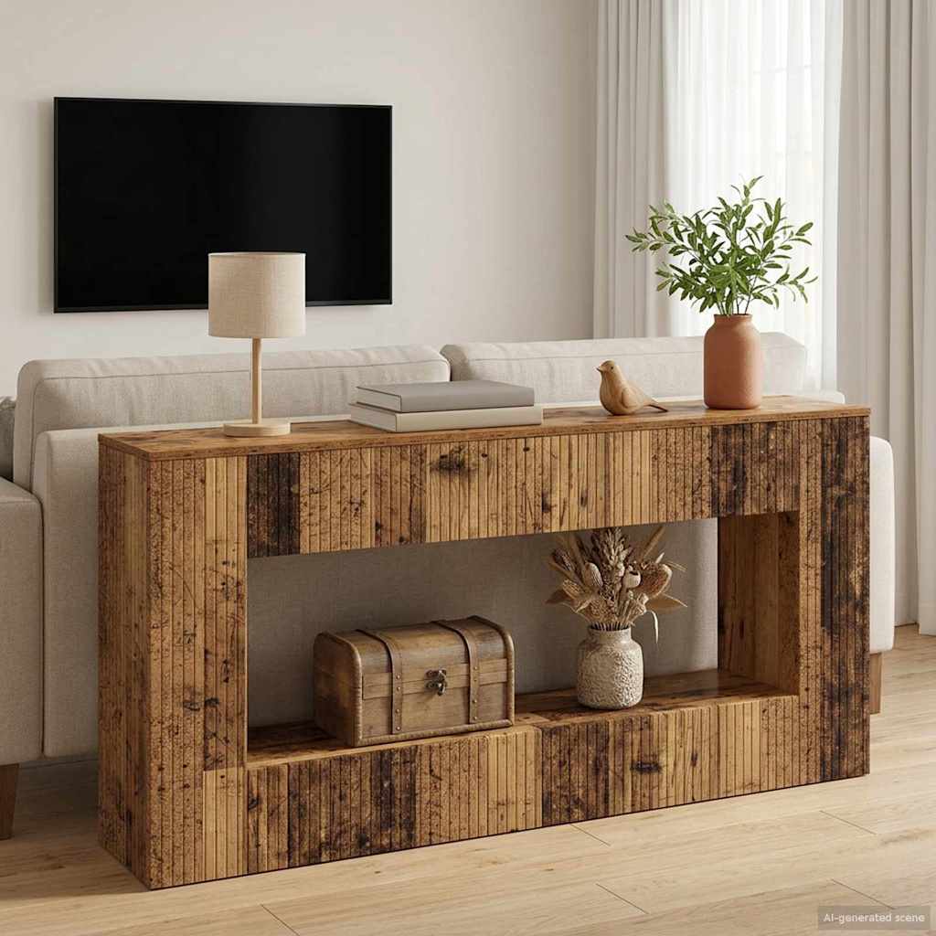 Konzolový Stolek Staré Dřevo 155 X 29 X 74 Cm Dřevěný Materiál