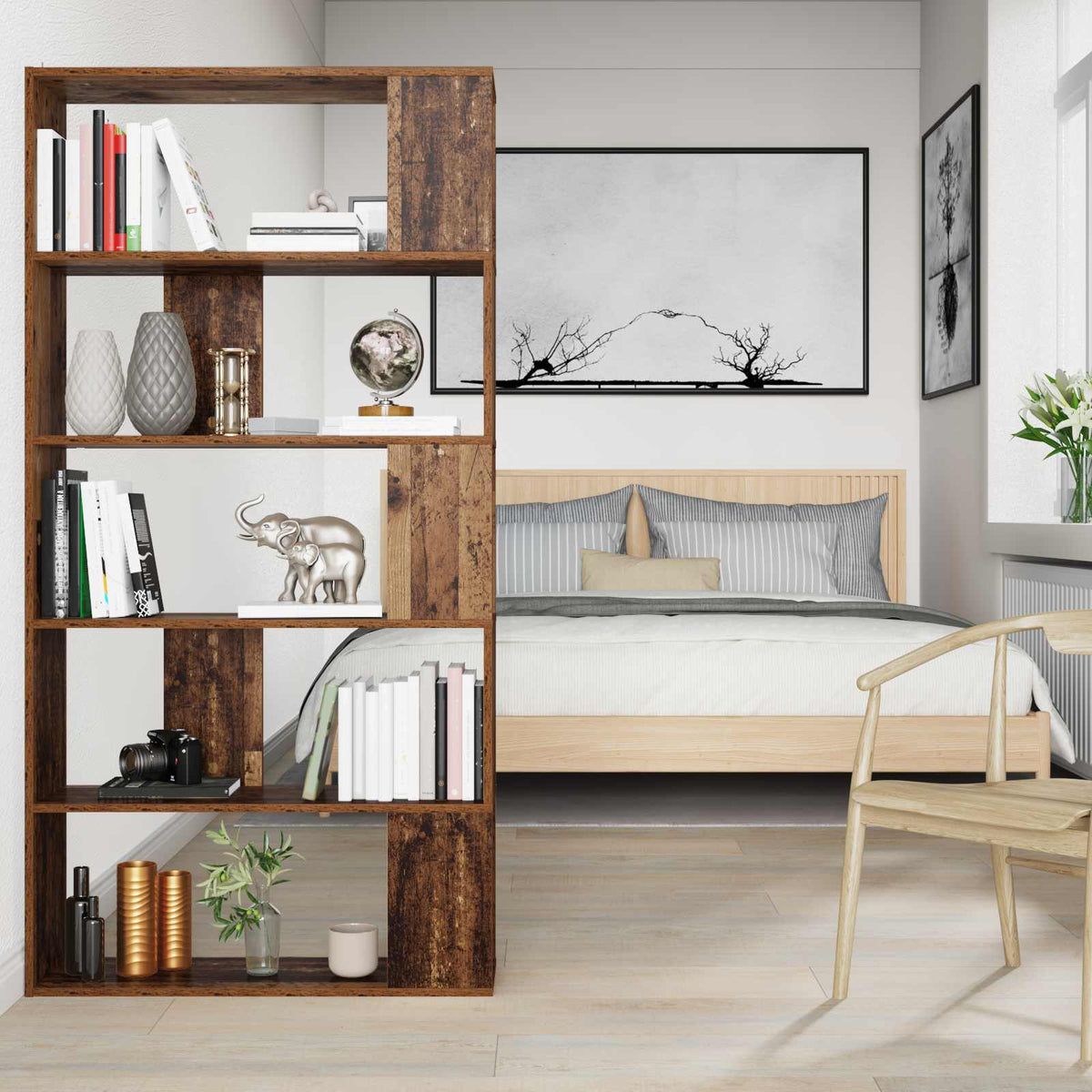 Knihovna 80 X 24 X 159 Cm Kompozitní Dřevo Staré Dřevo