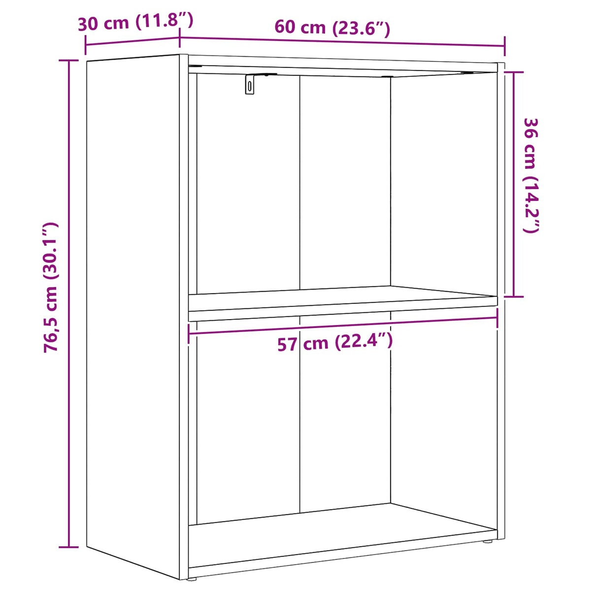 Knihovna 60 X 30 X 76.5 Cm Kompozitní Dřevo Černý Dub
