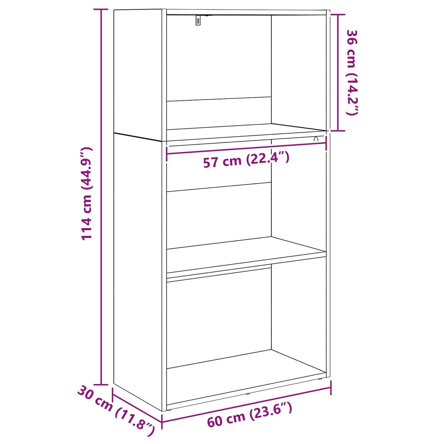 Knihovna 60 X 30 X 114 Cm Kompozitní Dřevo Černý Dub