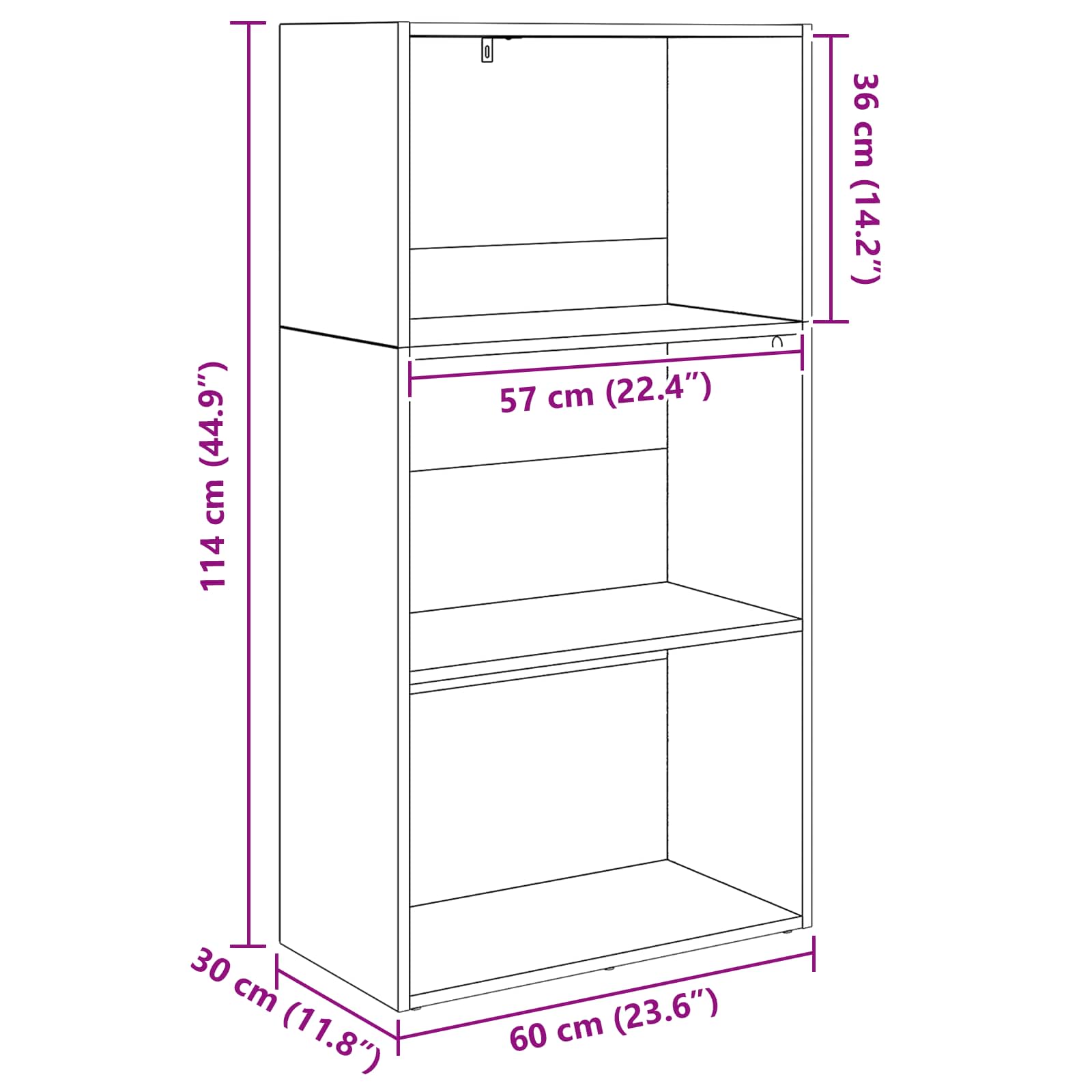 Knihovna 60 X 30 X 114 Cm Kompozitní Dřevo Černý Dub