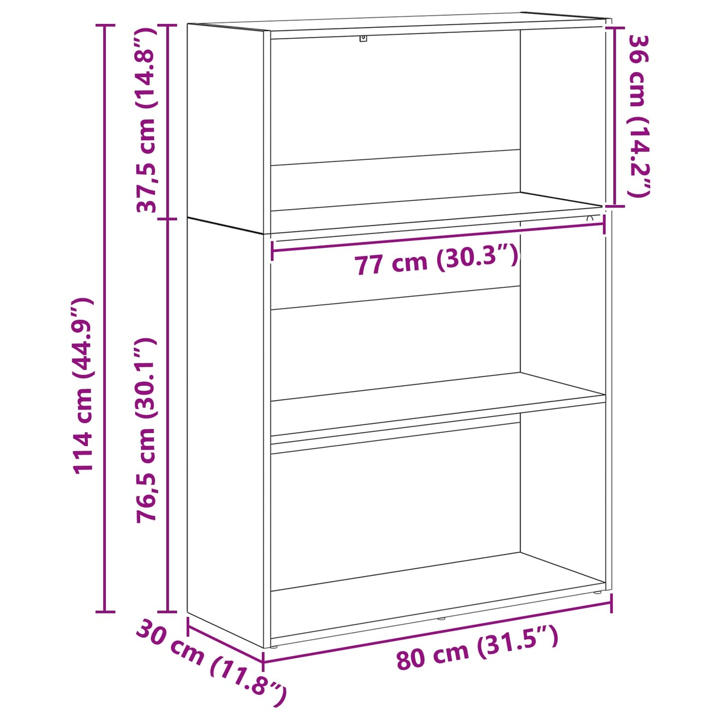 Knihovna 80 X 30 X 114 Cm Kompozitní Dřevo Černý Dub