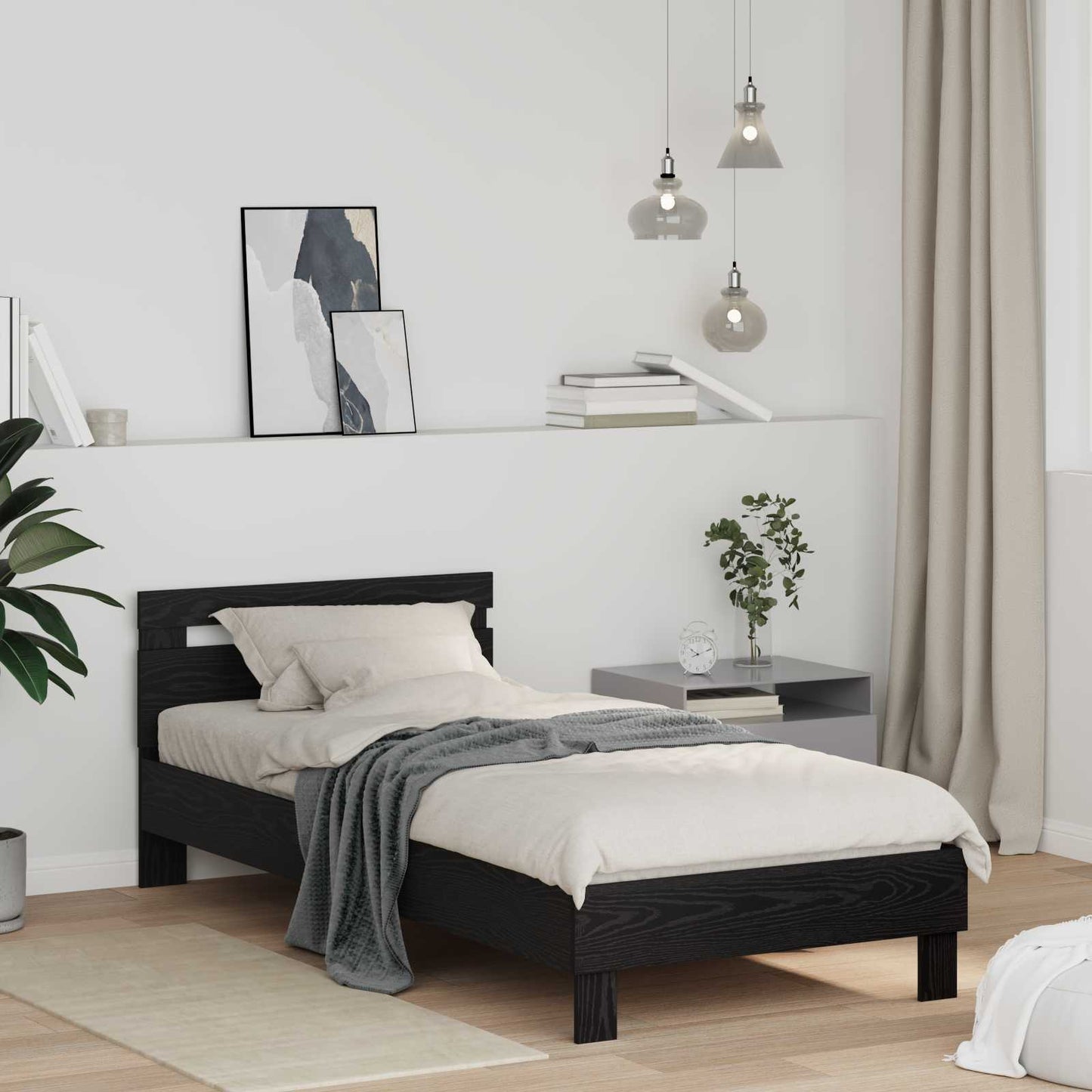 Rám Postele Černý Dub 75 X 190 Cm Kompozitní Dřevo