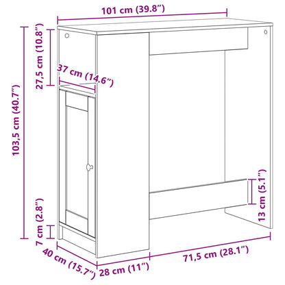 Barový Stůl 101 X 40 X 103,5 Cm Kompozitní Dřevo Černý Dub
