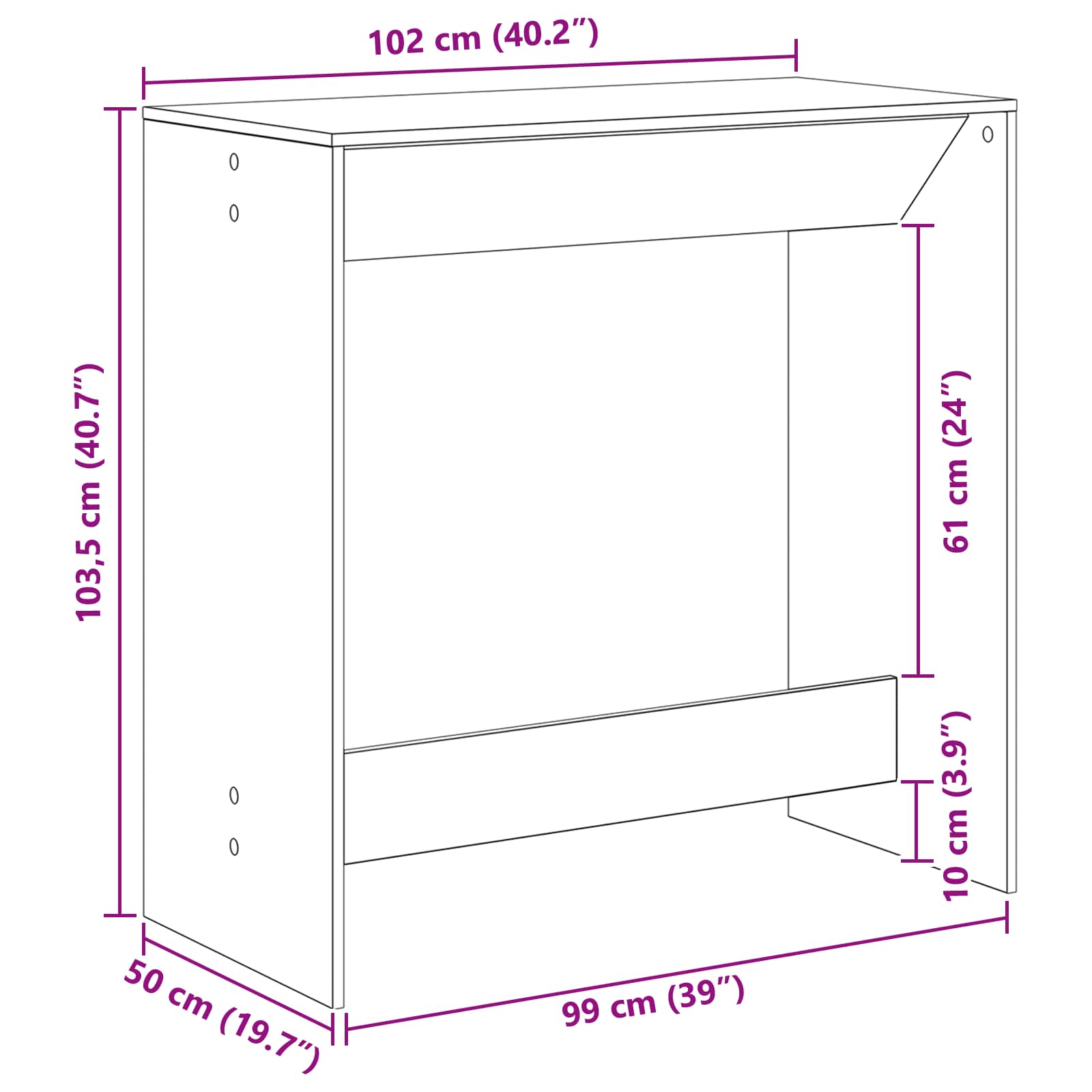 Barový Stůl 102 X 50 X 103,5 Cm Kompozitní Dřevo Černý Dub