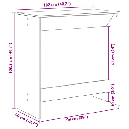Barový Stůl 102 X 50 X 103,5 Cm Kompozitní Dřevo Černý Dub