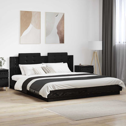 Rám Postele S Čelem Černý Dub 200 X 200 Cm Kompozitní Dřevo