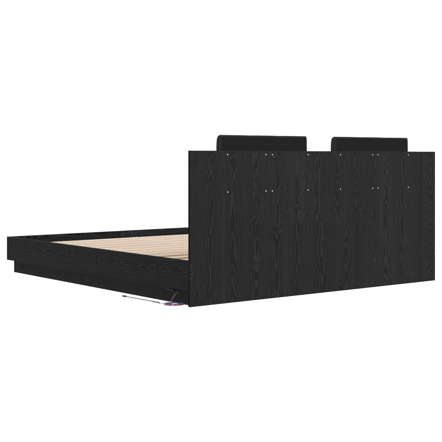 Rám Postele S Čelem Černý Dub 200 X 200 Cm Kompozitní Dřevo