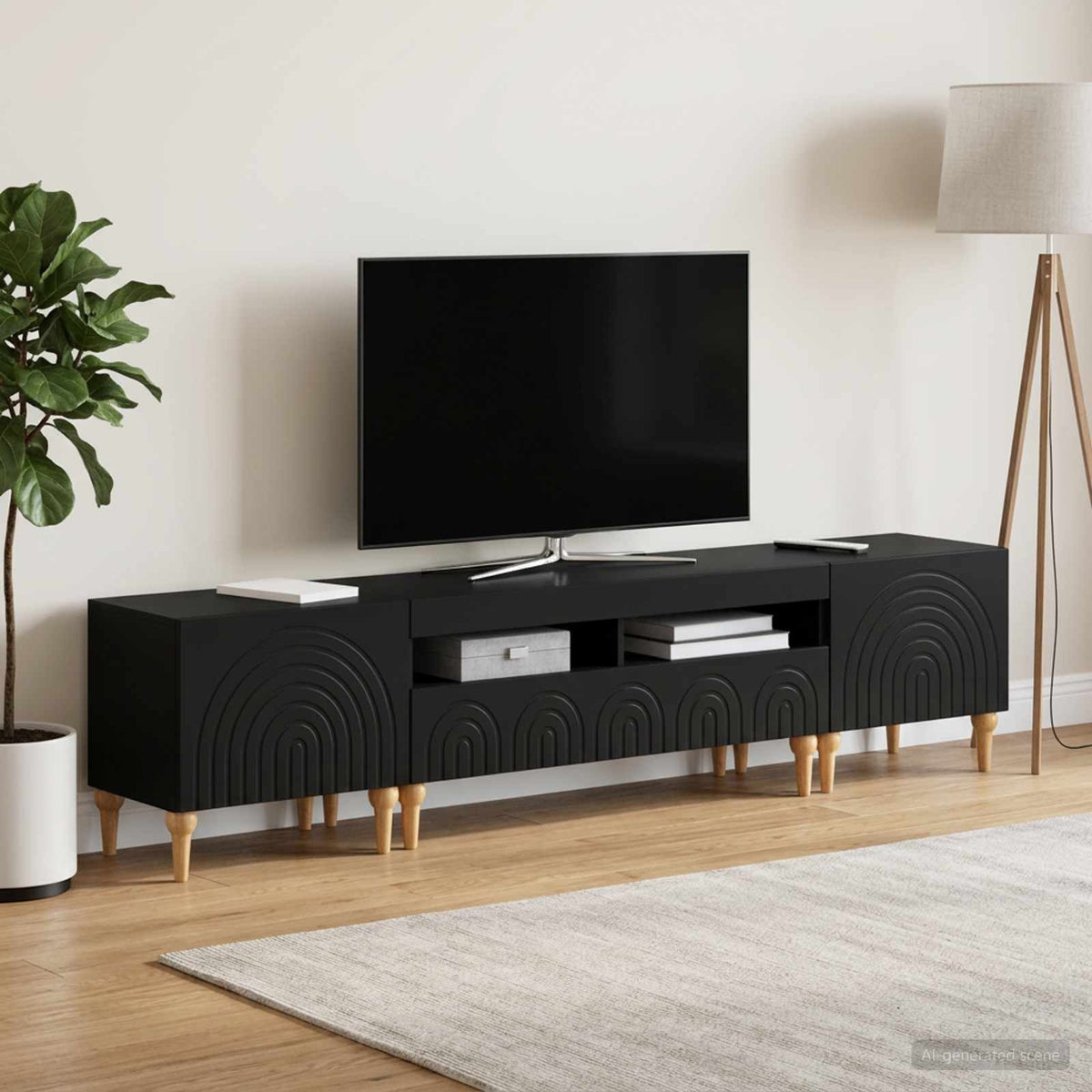 3Dílná Led Tv Skříň Kompozitní Dřevo
