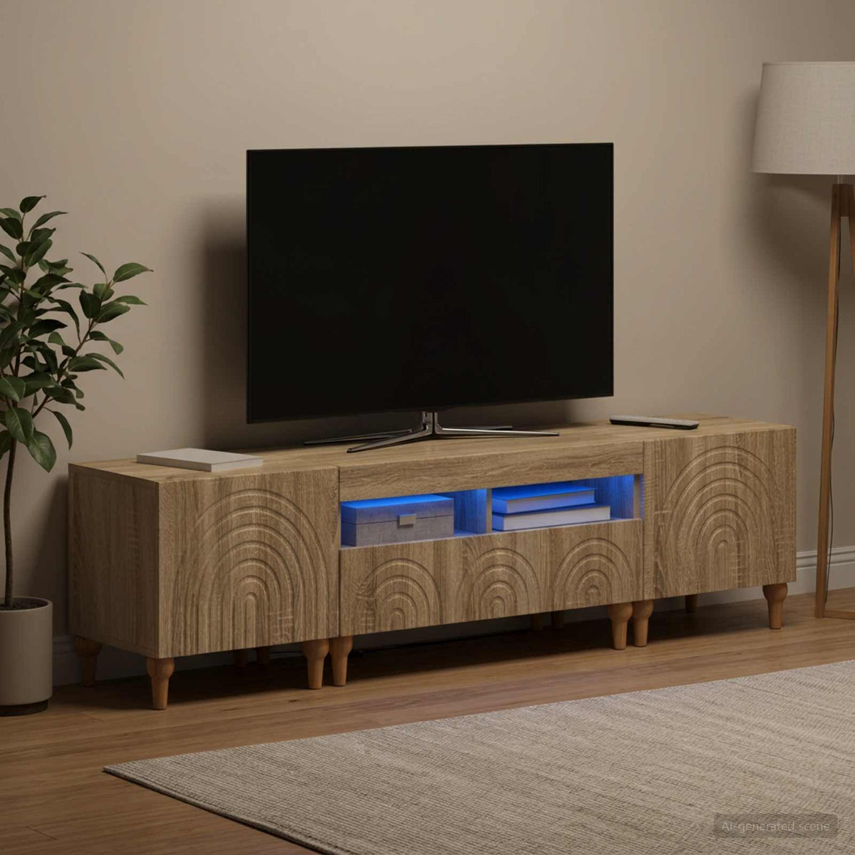 3Dílná Led Tv Skříň Kompozitní Dřevo