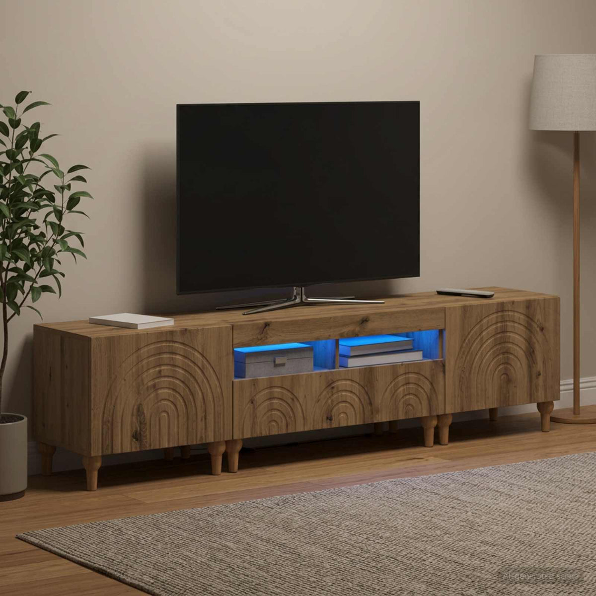 3Dílná Led Tv Skříň Kompozitní Dřevo