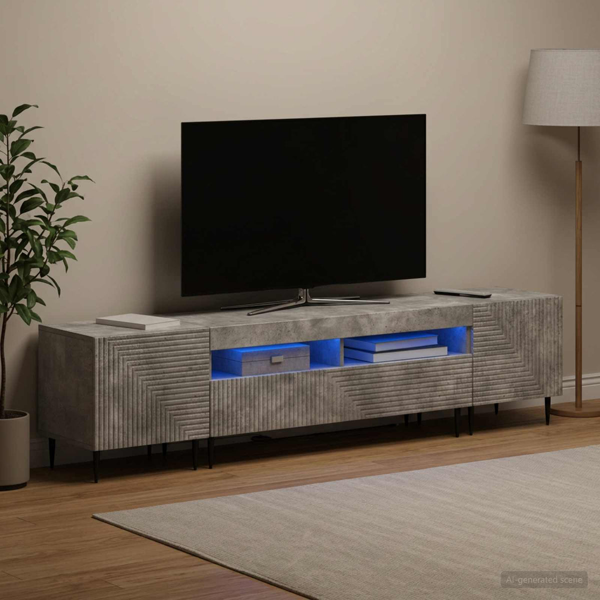 3Dílná Led Tv Skříň Kompozitní Dřevo