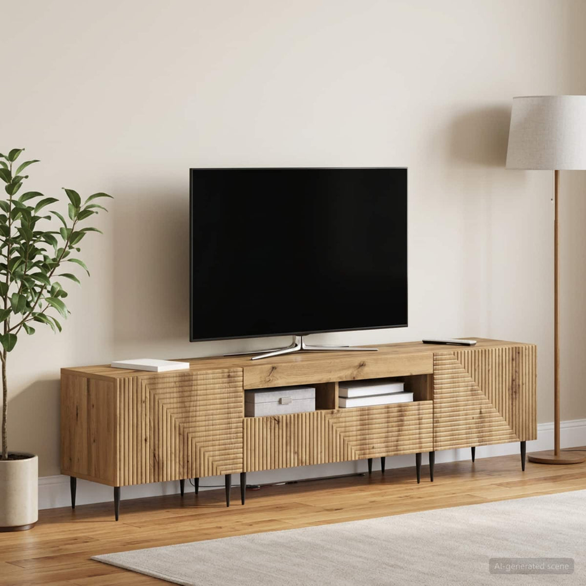 3Dílná Led Tv Skříň Kompozitní Dřevo
