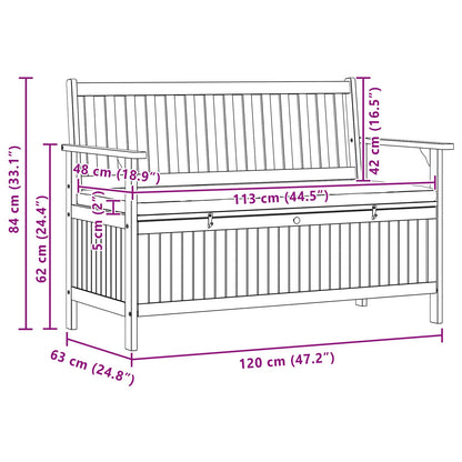 Úložná Lavice 2 -Seater 120 X 63 X 84 Cm Obdélníkový