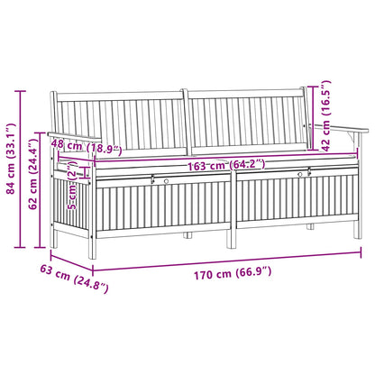 Úložná Lavice 2 -Seater 170 X 63 X 84 Cm Obdélníkový