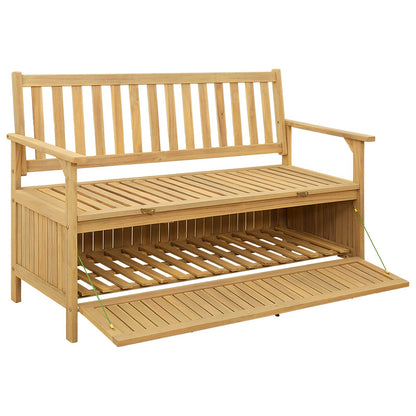 Úložná Lavice 2 -Seater 120 X 63 X 84 Cm Masivní Akácie