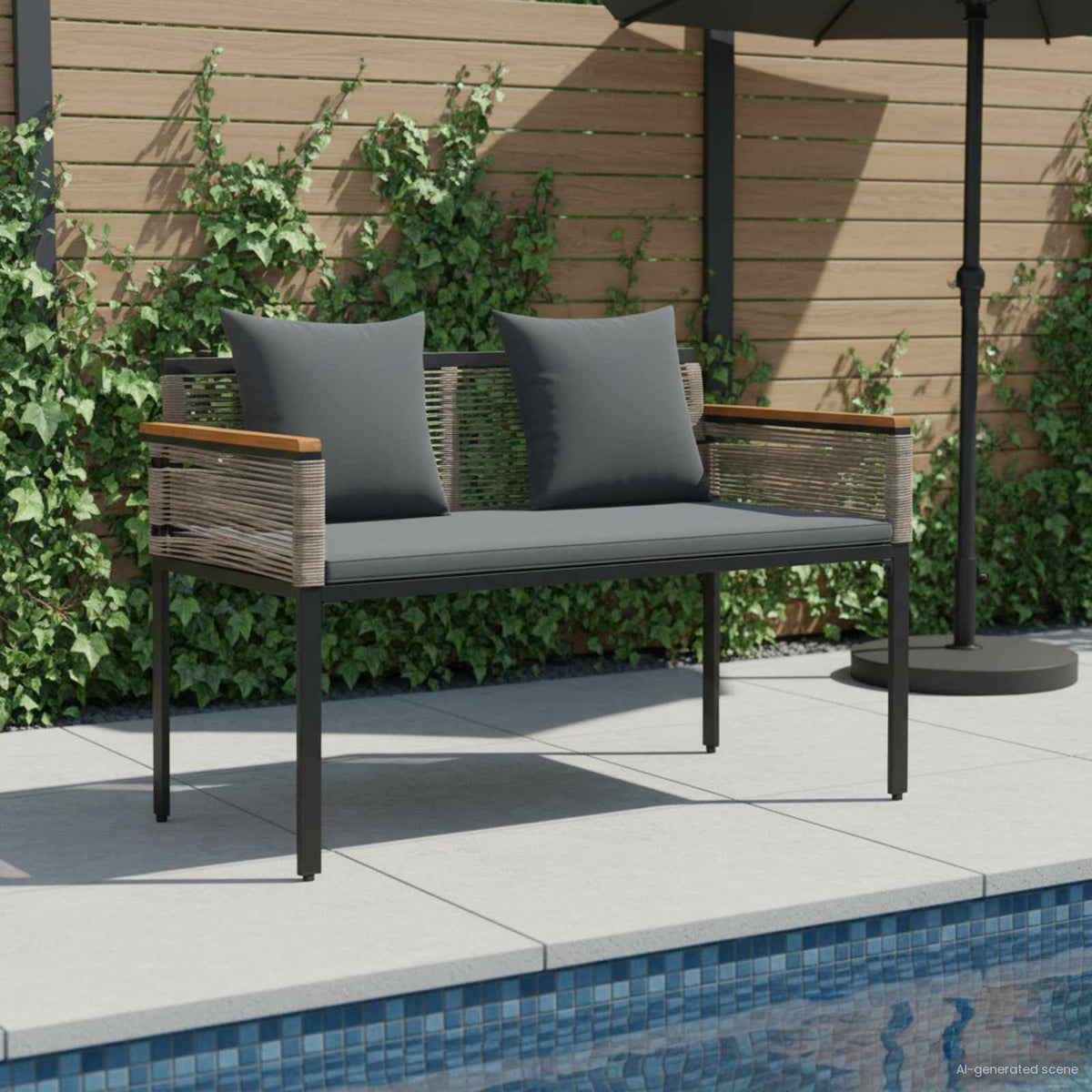 Venkovní Lavice 2 -Seater 117 X 54 X 74.5 Cm Polyratan