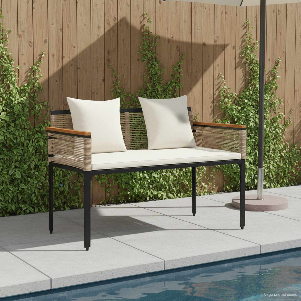 Venkovní Lavice 2 -Seater 117 X 54 X 74.5 Cm Polyratan