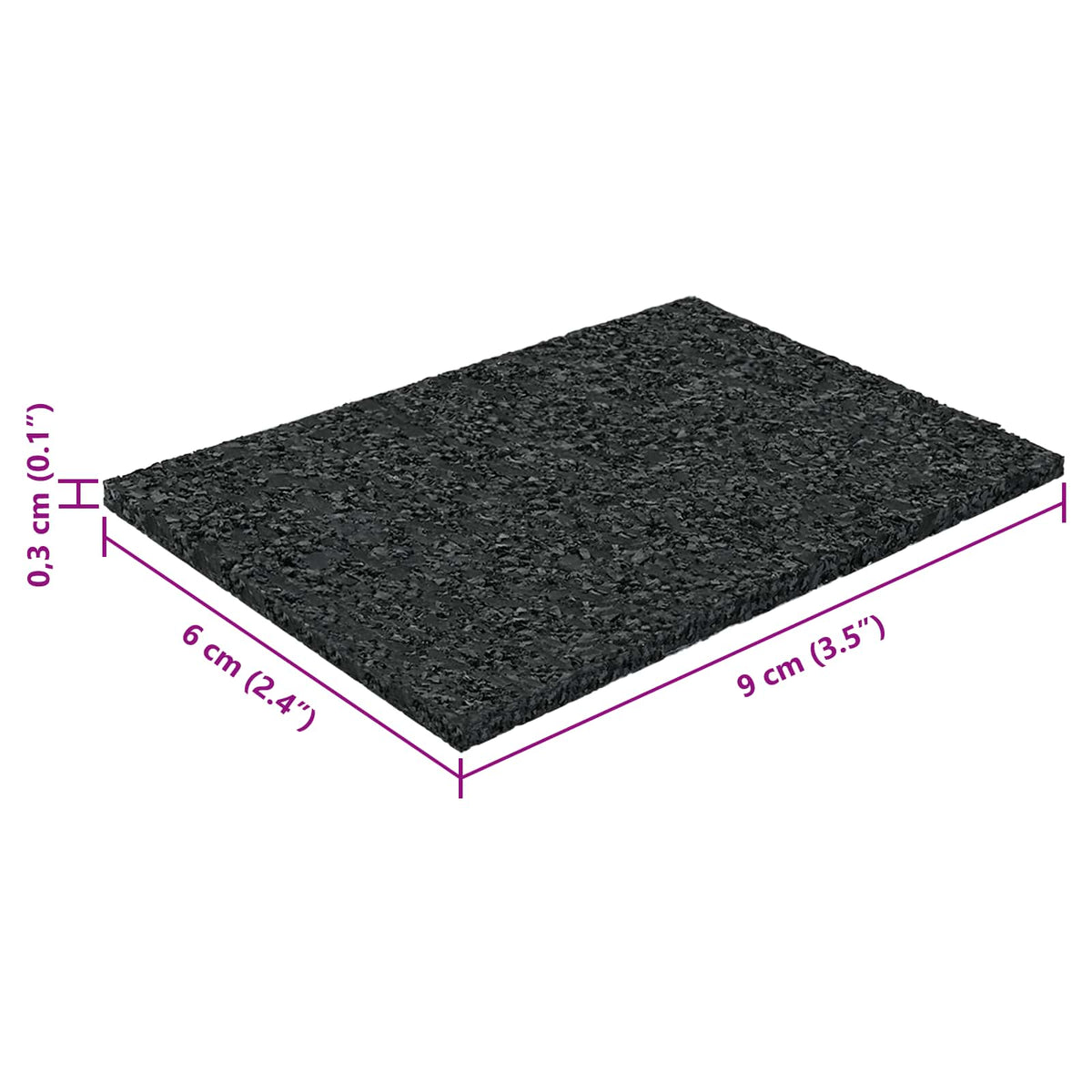 Gumový Granulační Zahradní Pad Černý 6 X 9 X 0,3 Cm Guma