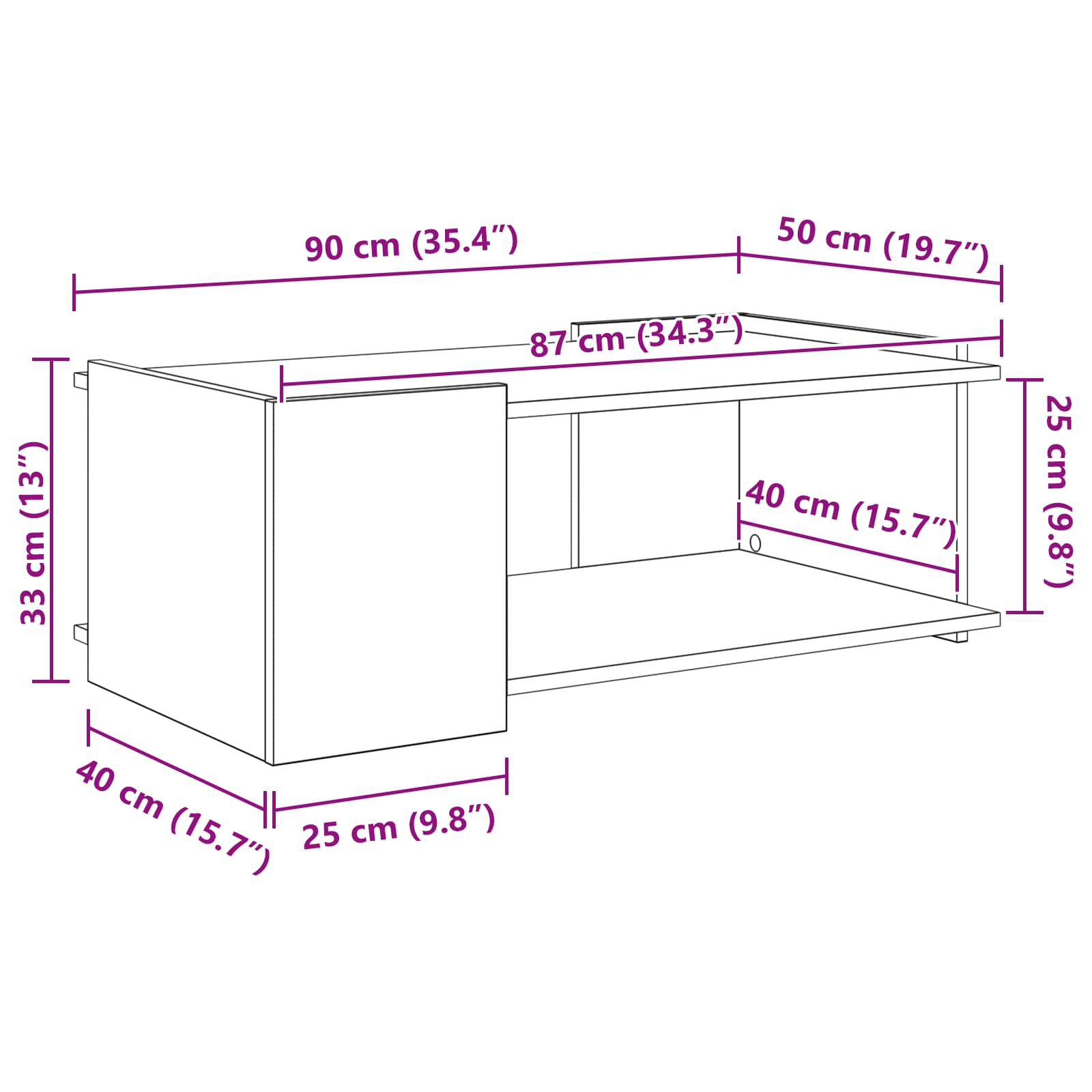 Konferenční Stolek Bílá 90 X 50 X 33 Cm Kompozitní Dřevo