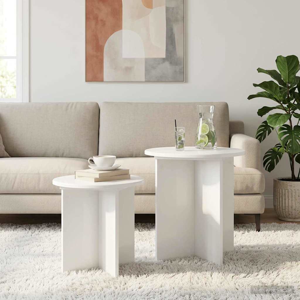 Sada Odkládacích Stolků S Úložištěm 2 Pcs Dřevěný Materiál