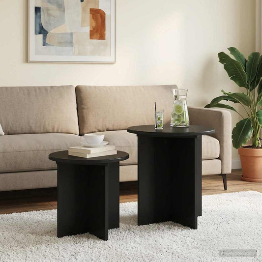 Sada Odkládacích Stolků 2 Pcs Černý Dub Dřevěný Materiál