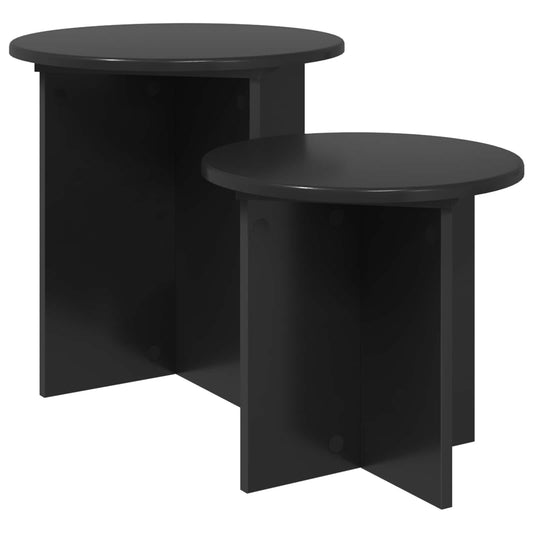 Sada Odkládacích Stolků 2 Pcs Černý Dub Dřevěný Materiál