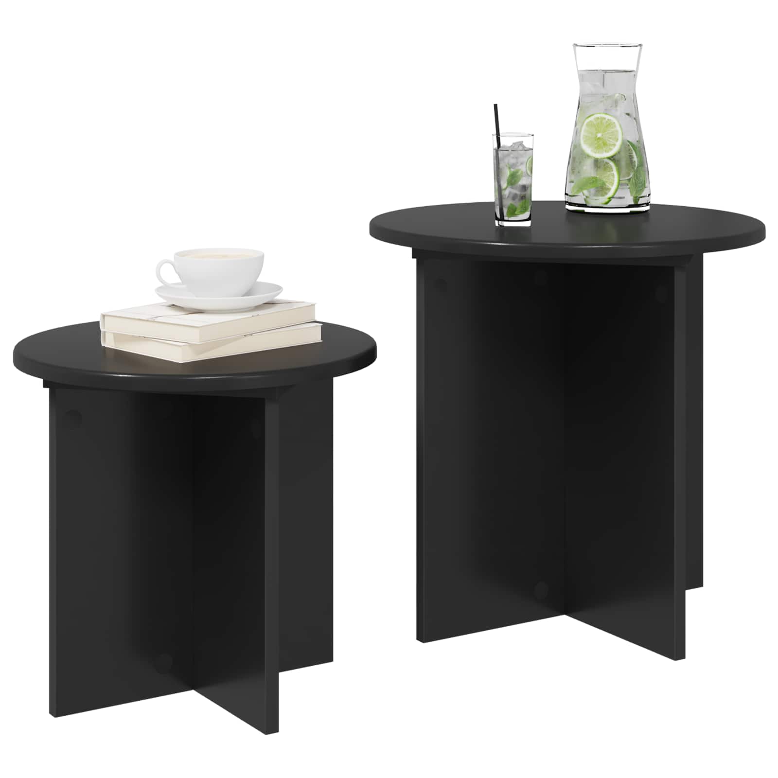 Sada Odkládacích Stolků 2 Pcs Černý Dub Dřevěný Materiál