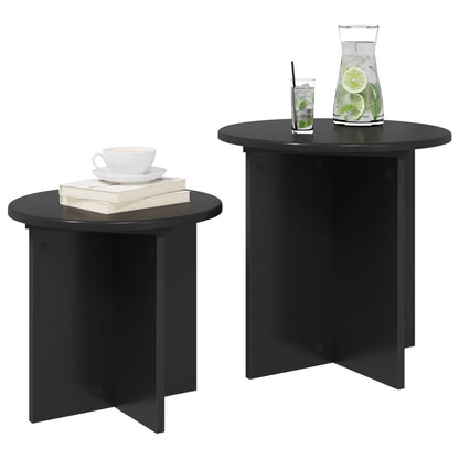 Sada Odkládacích Stolků 2 Pcs Černý Dub Dřevěný Materiál