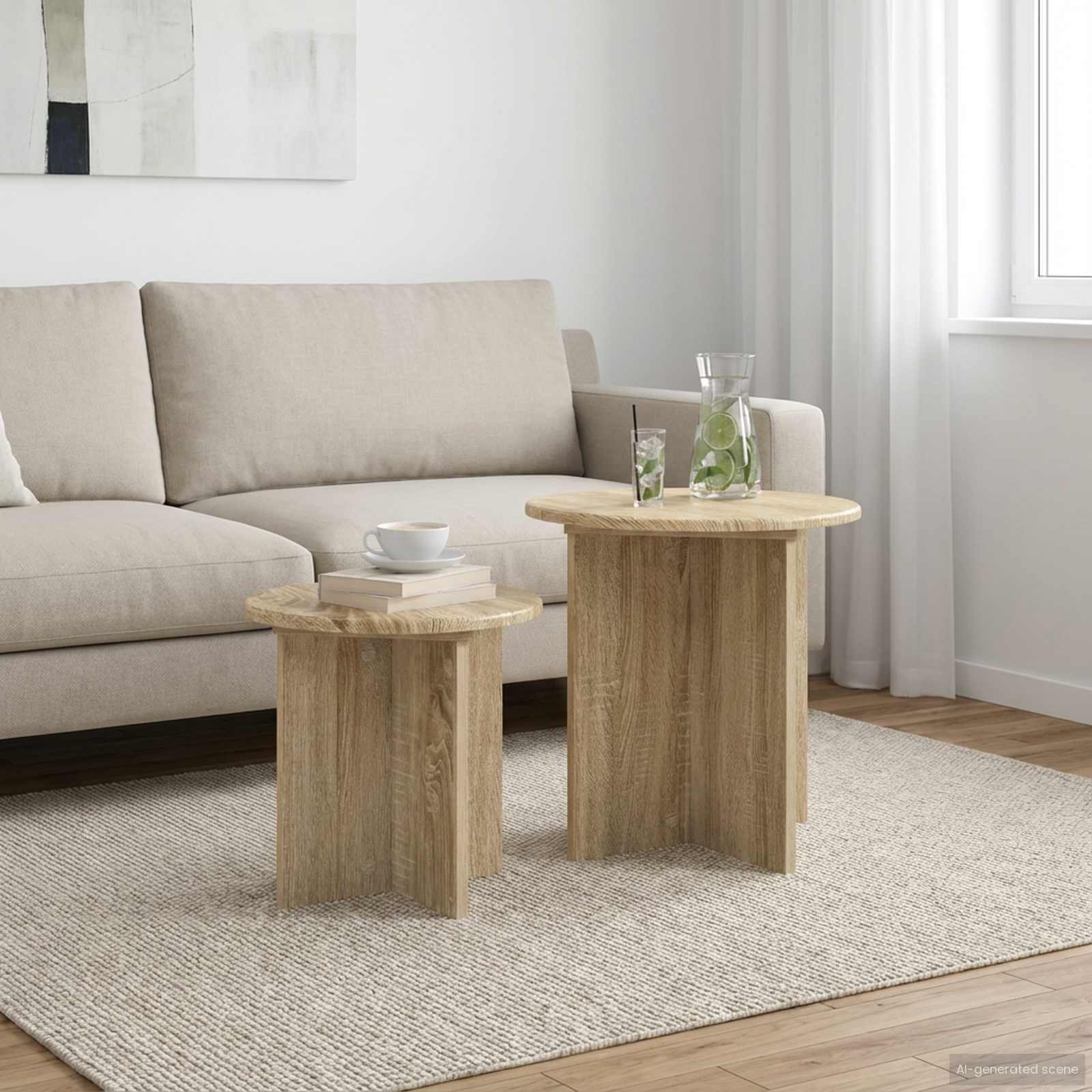 Sada Odkládacích Stolků 2 Pcs Dub Sonoma Dřevěný Materiál