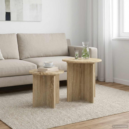 Sada Odkládacích Stolků 2 Pcs Dub Sonoma Dřevěný Materiál
