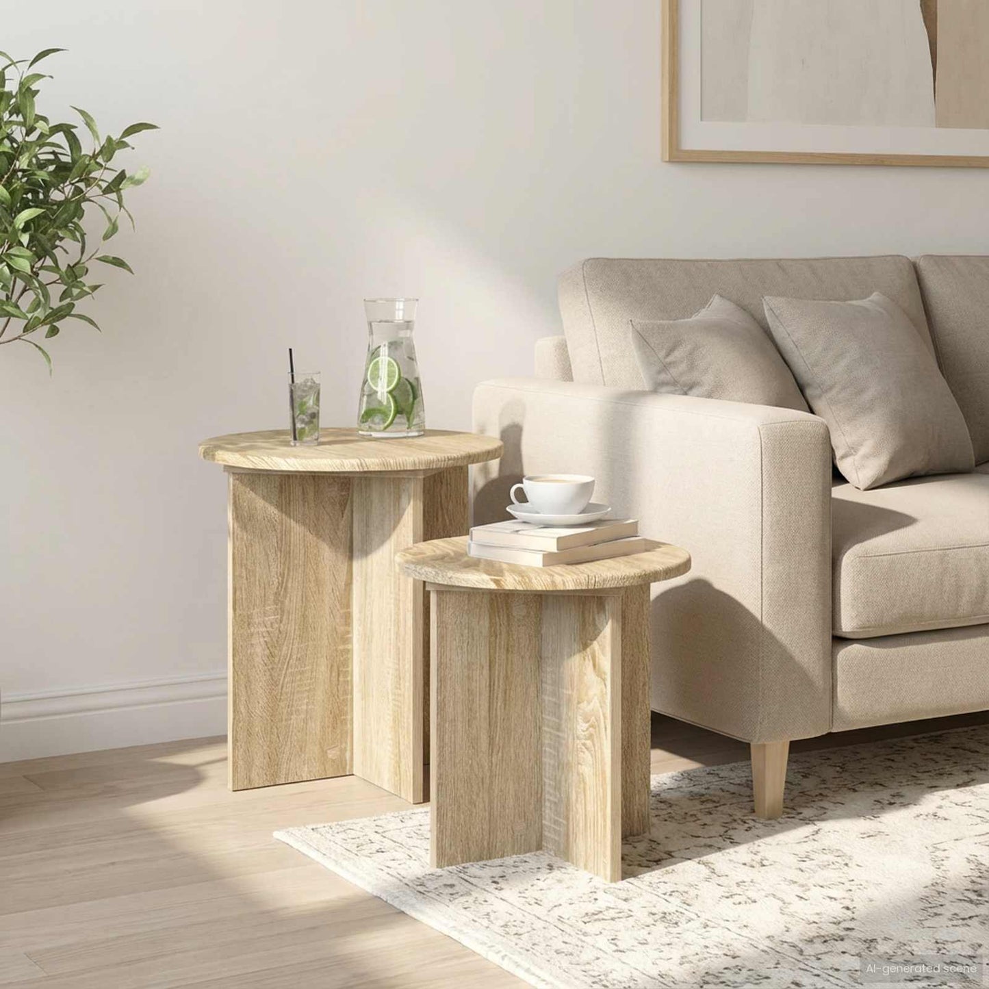 Sada Odkládacích Stolků 2 Pcs Dub Sonoma Dřevěný Materiál